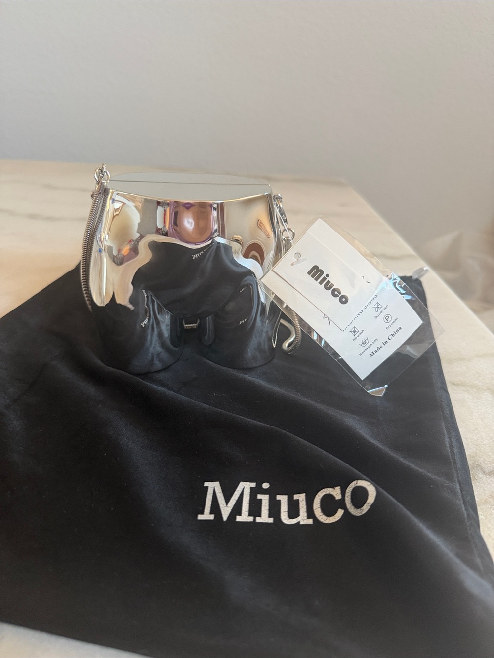 NWT Miuco Chrome Silver Metallic Clutch Crossbody Bag - NEW